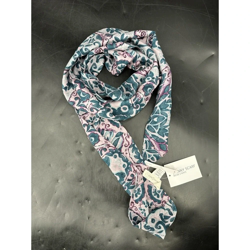 TREASURE & BOND 100% Silk Scarf Square Floral‎ Multi Frayed Edges